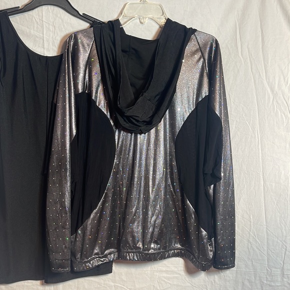 Revolution Dancewear Costume Large Adult LA Black Silver Sequins Short Unitard - Picture 8 of 14